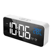 Smart LED Sound Control Mirror Electronic Clock Student Portable Home Desktop USB Charging Mute Snooze Music Alarm Clock