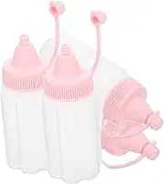 BEBEMOKO Honey Squeezing Bottles 4 Pack Condiment Dispenser Salad Sauce Bottles Ketchup Easy to Use Carry