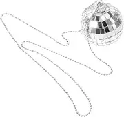 CORHAD Mirror Ball Necklaces Disco Costume for 70s Party Favor Decoration Dance Supplies Photo Booth Props for Kids Adults Silver 5cm