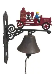 Cast Iron Red Fire Engine Truck Door Bell