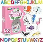 Curious Columbus Animal Alphabet Magnets for Toddlers – 52 Foam Fridge Magnets for Kids – Educational ABC Letter Toys – Preschool Learning Resources – Fridge Toys for Home, Homeschool or Classroom