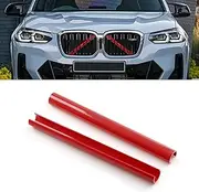 Xotic Tech Front Grille Insert Trims Stripes, Front Center Kidney Grilles Trim Compatible with BMW X3 X4 X5 F25 G01 G02 G05 (Red)