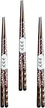 3 Pairs Japanese Style Wooden Chopsticks of Reusable Pointed Head Chopsticks with Cherry Blossom Design Elegant Table Decor Dishwasher Safe Portable for Sushi and Daily Use