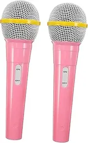 CAXUSD 2Pcs Microphone Prop Realistic Simulation Microphone Plaything for Party Birthday Celebrations and Pretend Play Lightweight and Durable Design