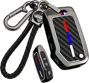 ontto luminous car key cover fit for Kia Telluride Stinger Soul Sportage Forte K5 Seltos KX5 K8 2019-2024 Flip Metal Smart Shell case key holder keyring keychain Accessories 3 buttons Black