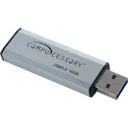 Compucessory 16GB USB 3.0 Flash Drive - 16 GB - USB 3.0 - Silver - 1 Year