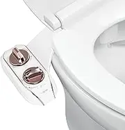 Luxe Bidet NEO 185 Plus – Next-Generation Toilet Seat Attachment with Innovative EZ-Lift Hinges, Dual Nozzles, and 360° Self-Cleaning Mode (Rose Gold)