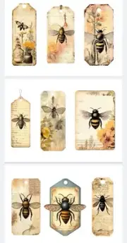 Honey Bee Tags Junk Journals Scrapbook Embellishments USA