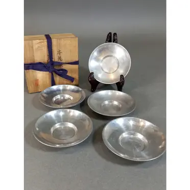 本錫 茶筒・茶壺 2個[錫半/乾茂號造] 乾茂號造