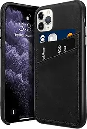 Luckycoin Genuine Leather Case for iPhone 11 Pro Handmade, Ultra-Thin Cover, Vintage Top Grain Leather,Wallet with Card Holder for Apple iPhone 11 Pro Case(Black, iPhone 11 Pro)
