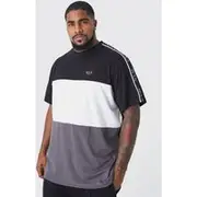 Mens Black Plus Regular Fit Roman Man Colour Block T-shirt With Tape