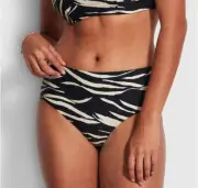 Seafolly Australia Women’s Skin Deep Wide Side Retro Pant Black Cream 12 NWT