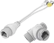RJ45 POE Splitter Connector, POE Splitter Cable RJ45 Ethernet Injector Adapter Cable - 2 in 1 over Ethernet Network Transmission for Security Camera Monitoring, IEE Mode
