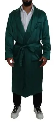 Dolce & Gabbana Elegant Silk Robe in Lush Men's Green Authentic