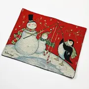 Snowmen & Penguin Chilly Chums Christmas Ice Fishing Single Tapestry Placemat