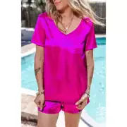 V-Neck Short Sleeve Top and Shorts Set