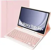 Keyboard Case for Samsung Galaxy Tab A9 Plus Tablet, Smart Cover Magnetic with Removable Wireless Bluetooth Keyboard for Samsung Galaxy Tab A9 + 11", Pink