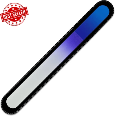 Rainbow Crystal Nail File in Black Pouch - Large/Professional Size - Czech Tempe