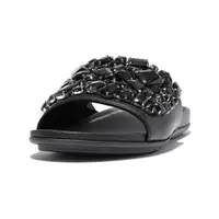在飛比找樂天市場購物網優惠-【fitflop】F-MODE 華麗寶石皮革厚底交叉涼鞋-黑
