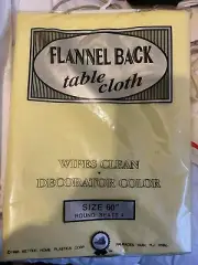 Vintage NOS Flannel Back Table Cloth 60" Round Yellow Better Home Plastics