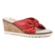 CLIFFS BY WHITE MOUNTAIN Adrielle Women's Wedge Sandal, Red/Smooth, 7.5 M