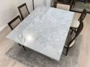 White quartz dining table, agate stone kitchen slab counter top, furniture decor