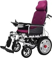 Electric Wheelchair Folding and Lightweight Portable Powerchair Heavy Duty Powerful Dual Motor Compact Mobility Aid Wheel Chair with Headrest Suitable for Elderly and Disabled (Color : B)