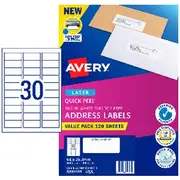 Avery 30UP Laser Address Labels with Sure Feed 120 Sheets