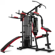 Proflex Red Multi Station Home Gym Set with 100lbs Plates & Boxing Bag- M9500