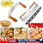 1/2X Kitchen Pizza Cutter Rocker Blade Slicer Herb Chopper Vegetable Baking ToD2