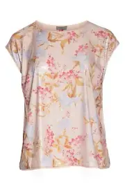 Vince Camuto Wildflower Sequin Top Blouse Size 2X Peach Floral NWT $109 MB2-2