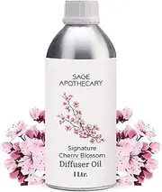 Sage Apothecary Signature Cherry Blossom Diffuser Oil For Relax Calm Mood, Natural Homely Fragrance, Anxiety Free Sleep & Pure Aromatherapy - 1L