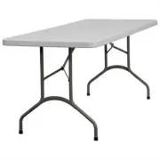 Bowery Hill Granite White Folding Table in White