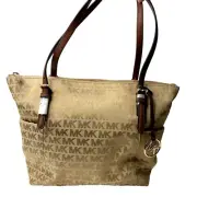Michael Kors Signature Jet Set Tote Bag - Beige, Zip Closure, NWT