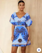 Atmos & Here blue linen dress size 8