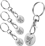 MINAOLULUS 4pcs Portable Trolley Token Key Rings Keychain for Shopping Cart Use Convenient Removable Design Easy to Carry and Never Lose