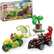 LEGO Marvel Spidey and His Amazing Friends Spin and Electro Dinosaur Chase Building Toy for 4+ Year Old, Creative Set with 2 Minifigures,Spiderman Superhero Car & Kids Toy Motorbike 11198