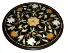 15'' black Marble Dining Coffee corner Center Table Top inlay antique Mosaic c1