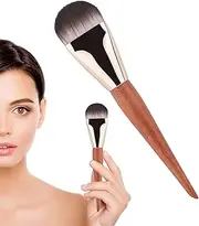 Flat Foundation Brush, Ultra Thin Makeup Brush, Soft Bristles Included, 6.73x1.42 Inches Wooden Handle Spreader, Powder Buffing Applicator for Cream, Concealer, Blending Buff