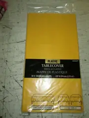 Amscan Yellow Plastic Tablecloth, NIP, 54" X 108"