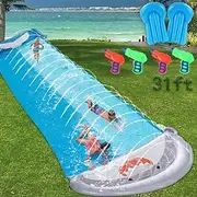 31ft Slip Splash and Slide Water Slides for Backyard for Kids Adult Summer Toy (Double,31ft) Splash Sprint Racing Inflatable waterslides Outdoor Pool Beach Yard Adults Swimming Party