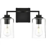 Living District LD7314W14BLK Ronnie 2 Light 14 inch Black Bath Sconce Wall Light