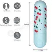 Maia Sherri Blue 3&quot; Bullet Vibe With Cherry &amp; Floral Print