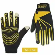 Winter Windproof Full Finger Touch Screen Mountain Bike Gloves Anti-slip Men Women Bike Gloves YELLOW COLOR L SIZE