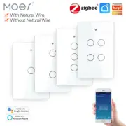 MOES ZigBee Smart Light Switch Wall Touch Glass No Capacitor Alexa Google APP