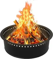 OUSHENG Smokeless Fire Pit Ring Outdoor, 33 Inch Outer 30 Inch Inner Round Wood Burning Firepit Accessories, DIY Metal Steel Liner Insert for Bonfire Outside Camping Above or In Ground