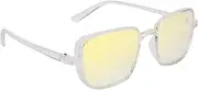 NuVew® Double-Mirrored Rectangular Unisex Kabir Singh Sunglasses - (Mirror Yellow Lens | Clear Frame | Medium Size | NW-KABR2-28), Clear, Medium