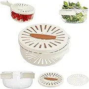 RAUWIZX 2-in-1 Drainer, 2-in-1 Drain and Strainer, Drainer with Collapsible Handle, Multi-Purpose Drain Basket with Lid, Fruit and Vegetable Wash Bowl, Fruit Storage Container
