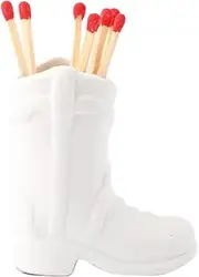 [ALSAM] Cowboy Boot Match Holder - Match Holder with Striker - Bathroom Match Holder - Ceramic Cowboy Boot Decor - Very Cute Addition for Interior Decor - Matches not Included (White)
