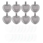 Rhinestone Pendant Trays, 8 Set Double Side Tray 8pcs Glass Dome 16pcs